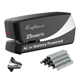 Craftinova Electric Stapler,Automatic,Inclued 2000 Staples and 1 Staple Remover, Heavy Duty Can Store 210 Staples，AC or Battery Powered Stapler Heavy Duty, 25 Sheet Capacity.