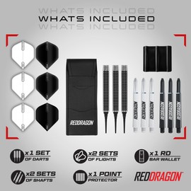 RED DRAGON Pegasus Soft TIP Darts Set - 20 Gram - Black Stems and Black Flights