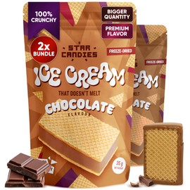 Star Candies Chocolate Freeze Dried Ice Cream Sandwich | No Melting Freeze Dried Candy | Crunchy & Delicious Camping Food | Premium Astronaut Ice Cream Sandwich | Space and Astronaut Snack | 2 count