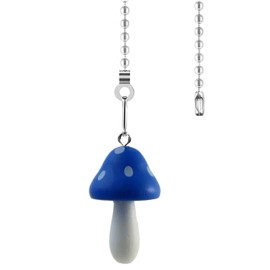 Hyamass Ceiling Fan Pull Chain Extender with Mushroom Ornament – 12Inch Adjustable Fan Chain Pulls & Ball Connector, Rustproof Zinc Alloy for Indoor/Outdoor Light Fixtures (Blue)