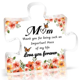 Gifts For Mom Mothers Day Birthday Gifts For Mom From Daughter Son Best Mother Ever Ideas Gift 3.9x3.9 In Love Mom's Acrylic Puzzle-Shaped Plaque Desk Decorations Christmas Thanksgiving Decor Present