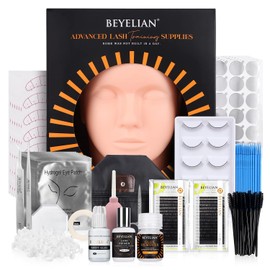 BEYELIAN- Kit de suministros para extensiones de pestañas: este kit de extensiones de pestañas incluye 1 * cabeza de maniquí; 2 * extensiones de pestañas; 1 * pegamento rápido; 1 * pinzas rectas; 1 *