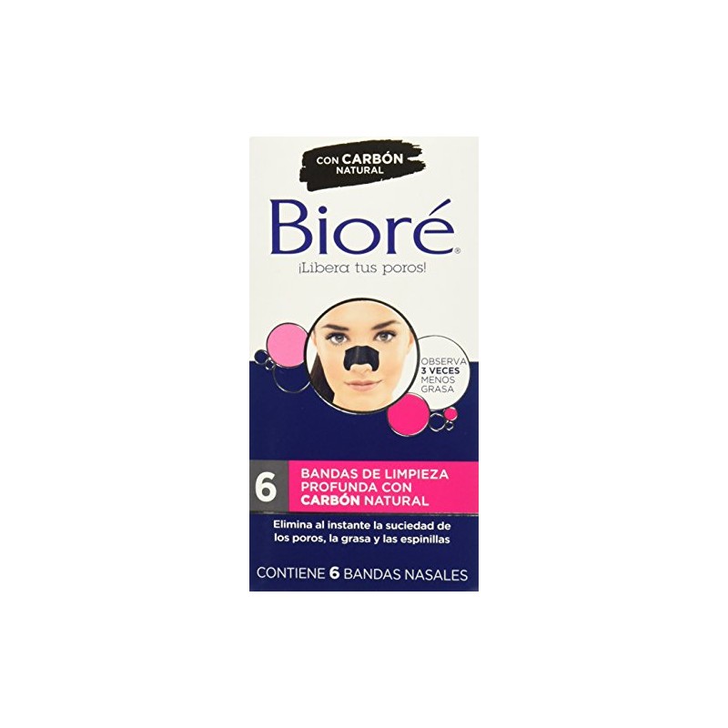 Biore Bandas de Limpieza Profunda con Carbon Natural, 6 Piezas