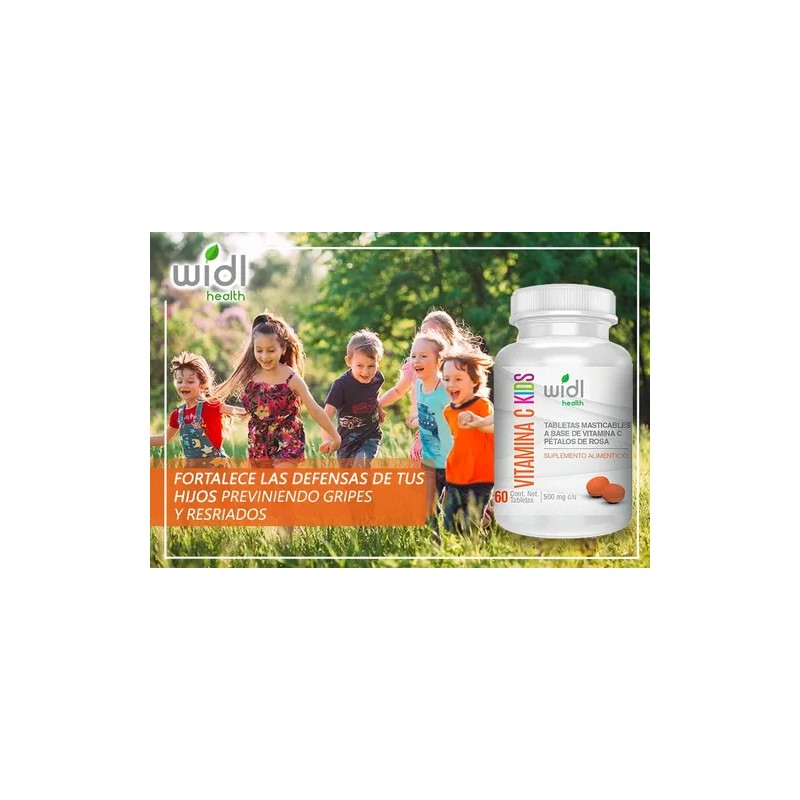 Vitamina C Masticable para Niños de Widl Health Sabor Naranja