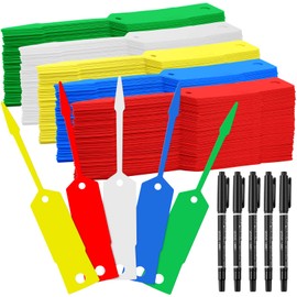 Woanger 2000 Pieces Self Locking Arrow Key Tags Car Key Labels Self Lock Identifierscar Parts Tags with 5 Pcs Black Pens for Office Automotive Shop Supplies(4 1/2 x 3/4 Inch,Bright Colors)