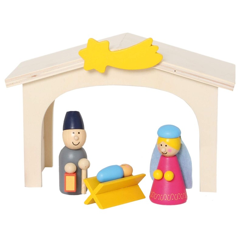 Wooden Christmas Nativity Manger Play Set