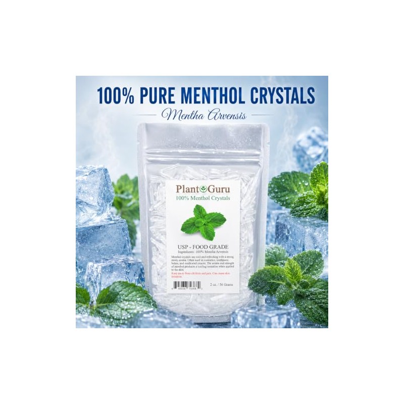MENTHOL CRYSTALS Mentha Arvensis 100% PURE USP Grade 60ml