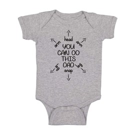 You Can Do This Dad - Funny Baby Essentials Bodysuit - Cute Baby Girl Clothes Newborn Boy Outfit (6 Months, Sports Grey)