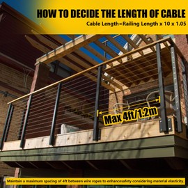 Qrooviiy 30 Degree Cable Railing Post- 42" x 2" x 2" - 10 Pre-Drilled Slant Holes - Black Stainless Steel Adjustable Top Curved Bracket Right Side Stair Railing Post - Wall Mount - 1Pack