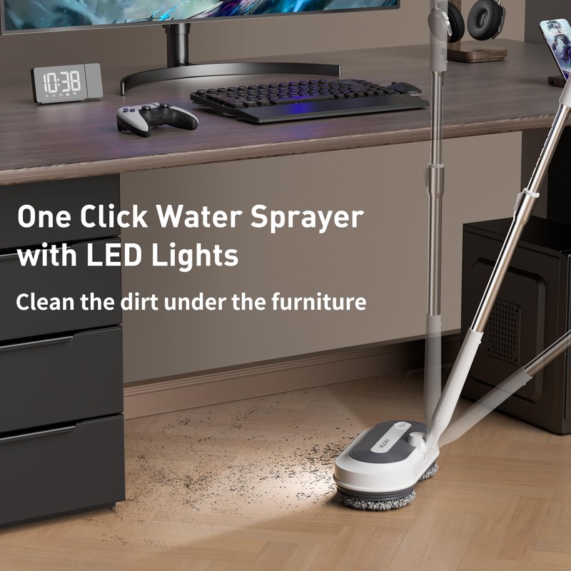 Cordless Electric Spin Mop, Electric Floor Cleaner with Water Sprayer