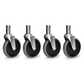 Set of 4 Stagecaptain Transport Castors 125 mm without Brake (Sturdy Wheels for Retrofitting, 125 mm Wheel Diameter, Load Capacity: 100 kg, 26 mm Hard Rubber Tread, Steerable, Set of 4)