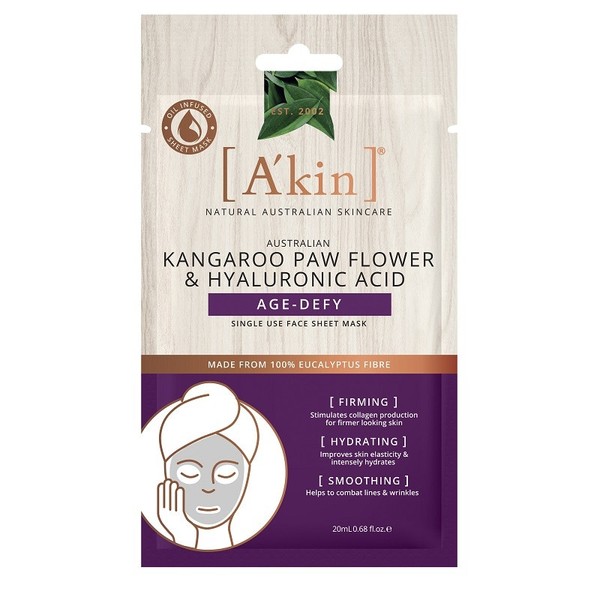 A'kin Kangaroo Paw Flower and Hyaluronic Acid Age-Defy Face Sheet Mask