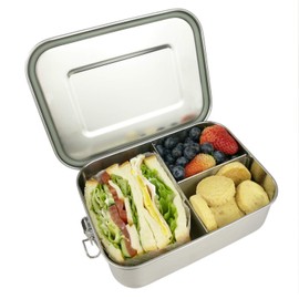 Leak Proof Stainless Steel Bento Lunch container For Kids,Bento Lunch Box for Adults, 3 Compartment Packing Box for Meal Fruit Snack, Dishwasher Safe,Perfect for Work School Lunch(40OZ/1200ML)