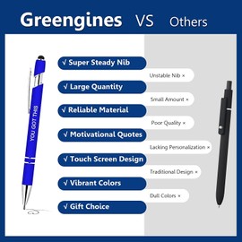 Greengines 30 Pieces Inspirational Pens, Motivational Ballpoint Pen with Stylus Tip Funny Ink Pens Bulk Inspirational Gifts for Women Coworkers Office Supplies Black Ink