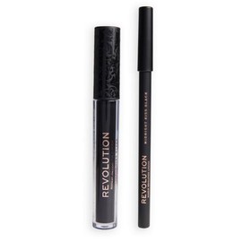 Revolution Midnight Kiss Lip Kit, Ultra Matte Finish Lipstick & Lip Liner, Black 0.10 Fl Oz/0.03 oz (Packaging May Vary)