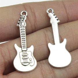 Guoguonb Pack of 21 Retro Music Pendants Jewellery Antique Steampunk Notes Alloy Pendant Guitar Piano Charm Pendant for DIY Jewellery Crafts Bracelet Necklace, Silver, Alloy Steel