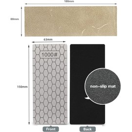 Diamond Sharpening Stone, Honeycomb Surface Plate with Non-slip Base for Pocket Knives Scissors (240/400/600/800/1000/1200/1500/2000/3000 Grit, with Angle Guide and Leather)