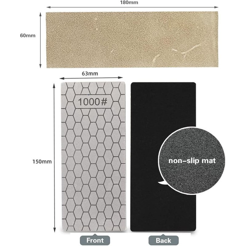 Diamond Sharpening Stone, Honeycomb Surface Plate with Non-slip Base for