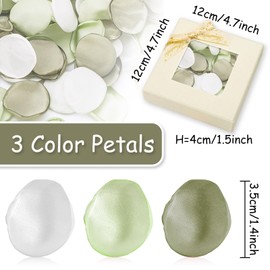 Whaline 300 Pieces Silk Rose Petals Green Flower Petals with Gift Box Artificial Scatter Flowers for Bridal Shower Romantic Night Wedding Aisle Table Centerpieces Reception Tables Decorations