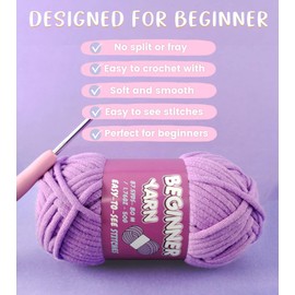 3 Pack Beginners Crochet Yarn, Yellow Red White Cotton Yarn for Crocheting Knitting Beginners, Easy-to-See Stitches, Chunky Thick Bulky Cotton Soft Yarn for Crocheting (3x50g)