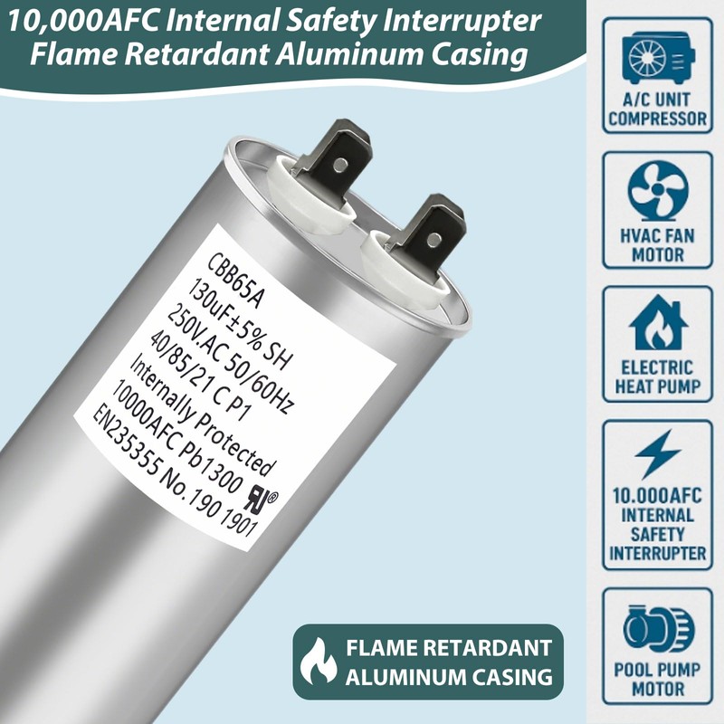 CBB65A Run Capacitor 130 uF 130uF 130MFD 250VAC 250V AC