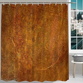 BaoNews Bronze Art Texture Decor Shower Curtain Set,Texture Copper Sheet Marble Orange Polyester Shower Curtain for Shower Stall Bathroom Waterproof with 12 Hooks 72x72 Inch