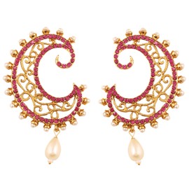 Touchstone Indian Bollywood Glamorous Handcrafted Contemporary Rhinestone Crystal Designer Jewelry Long Chandelier Earrings in Gold Or White Tone for Women., Rhinestone, No Gemstone