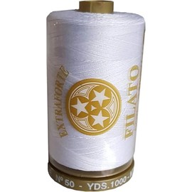 Fili & filati Filo da Cucito TRE STELLE marca ORO Extraforte N50, 1000 Yds (914 mt), Lucido e Resistente, Made in Italy (Bianco - 1000yds, 1 Spola)