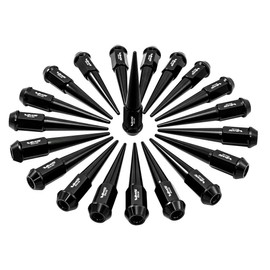 VMS Racing 20PC 112mm Cold Forged Steel Lug Nuts with Black Extended Spikes in Aluminum Compatible with Honda Acura Accord Civic Integra 5 Lug Wheel Pattern