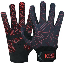 EFAH SPORTS Baseball Batting Gloves for Youth Adult Mens Kids Boys Padded Comfortable Softball Batting Gloves with Super Grip Finger Fit Palms (RED, Youth Large)