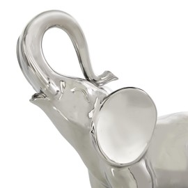 Deco 79 Ceramic Elephant Decorative Sculpture Standing Home Decor Statue, Accent Figurine 10" x 4" x 10", Silver