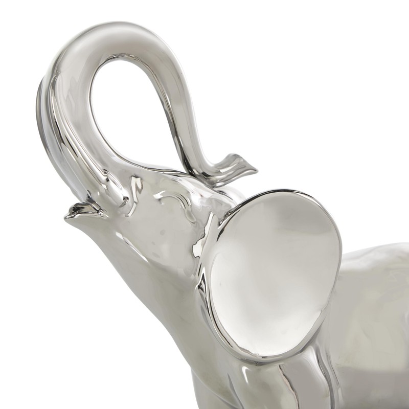 Deco 79 Ceramic Elephant Decorative Sculpture Standing Home Decor Statue,