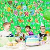 Lecheme Dinosaur Birthday Decorations Green Cartoon Dinosaur Backdrop Foil Fringe