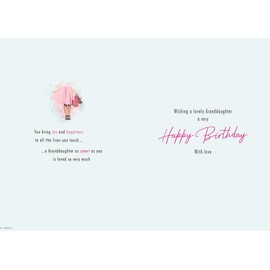 Piccadilly Greetings Traditional Birthday Card Granddaughter - 9 x 6 inches,red|blue|brown|grey|pink