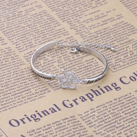 BAUNA Bracelets Family Member Gift Forever For Always Hibiscus Flower Charm Hawaiian Jewelry for Best Friend BBF