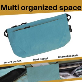 vadoworld Small Crossbody Bag, Lightweight Sacoche Bag with Zipper Closure, Portable Nylon Sling Bag with Adjustable Strap and Multi-Pockets, Phone Bag for Plane Travel (L, Pink)