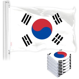 G128 5 Pack: South Korea South Korean Flag | 3x5 Ft | LiteWeave Pro Series Printed 150D Polyester | Country Flag, Indoor/Outdoor, Vibrant Colors, Brass Grommets, More Durable Than 100D 75D Polyester