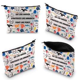 Percy Movie Makeup Bag Book Lover Camp Half-Blood Movie Fans Gift Jakson Cosmetic Bag (EAT Like Grover 3uk)