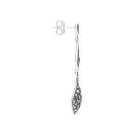 Esse Marcasite Ladies Earrings Sterling Silver 925 marcasite with pave setting, drop shape, 3.8 cm long