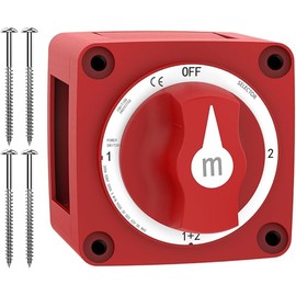 Battery Disconnect Switch, Malictele 300A 1-Both-2-Off Heavy Duty Cutoff Switch 12V-48V Waterproof Ignition Protected Power Kill Switch with Knob for Marine, Boat, Car, RV, Truck Battery - 4 Position
