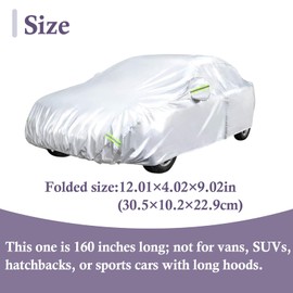 Primero Basics Waterproof Car Cover for Sedans (151-160 inches) - All Weather Protection, UV, Dust, Wind, Snow, Ice, Hail Protection, Adjustable Straps, Reflective Stripes, Outdoor Car Tarp