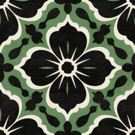 HOMETITUTE 10PCS 12x12 Inch Green and Black Floral Tile Pattern Floor Tiles Peel and Stick Removable Self Adhesive DIY Vinyl Flooring Stickers for Kitchen Bathroom Living Room Entryway Home Decor