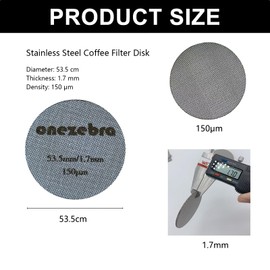 Onezebra 54mm Puck Screen, Bottomless Portafilter, Resuable 1.7mm Thickness 150μm, Stainless Steel Espresso Filters for 53.5mm/54mm Portafilter Basket, Coffee Accessories for Home
