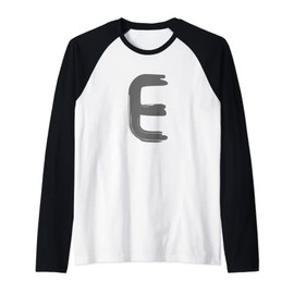 Creative Bold Dark Grey Letter E - Alphabet - Marker Design Raglan Baseball Tee