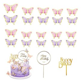 Mariposas para Pastel Adornos, 22 Piezas Decoración de Tartas, Borde Dorado Mariposa, 3D Pastel Adornos, 3D Mariposas Decorativas, Mariposa 3D para Cupcakes, Decoración para Fiestas, para Cumpleaños