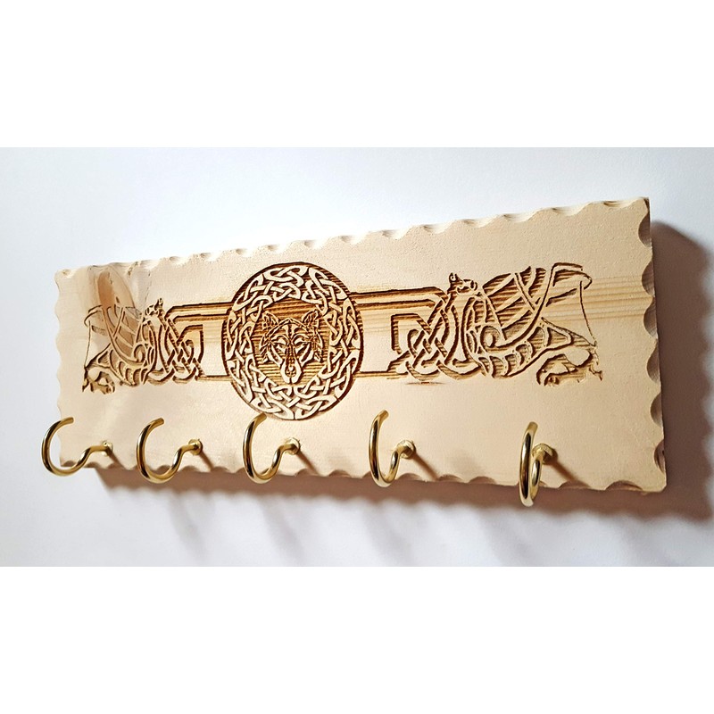 Decorative Celtic Wolf Key Hanger, Wall Mounted Hook Organizer