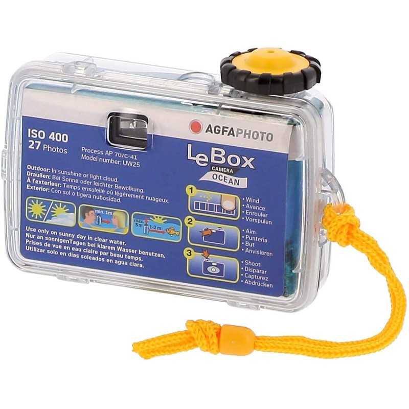 AgfaPhoto Le Box Ocean Einwegkamera (wasserdicht, 400 ASA, 27 Aufnahmen),