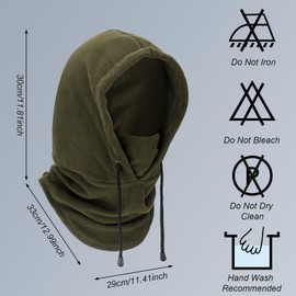 GSrenyu 2 Pack Balaclavas for Men Winter, Black Army Green Polar Fleece Balaclava Ski Mask, Unisex Neck Warmer Snood, Heavyweight Windproof Hat with Neck Cover for Winter Outdoor Sports