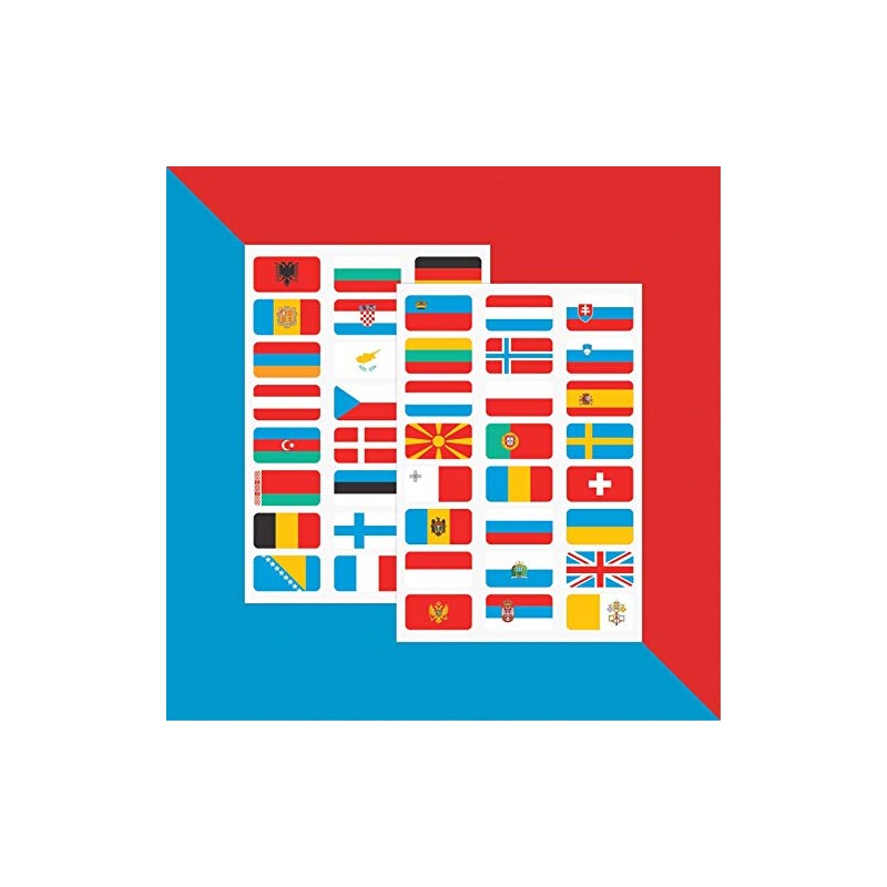 PAPERZIP - Flags of Europe – 48 Stickers for Business,