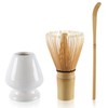Matcha Tea Set Bamboo Matcha Whisk, Ceramic Whisk Holder, Tea Scoop,